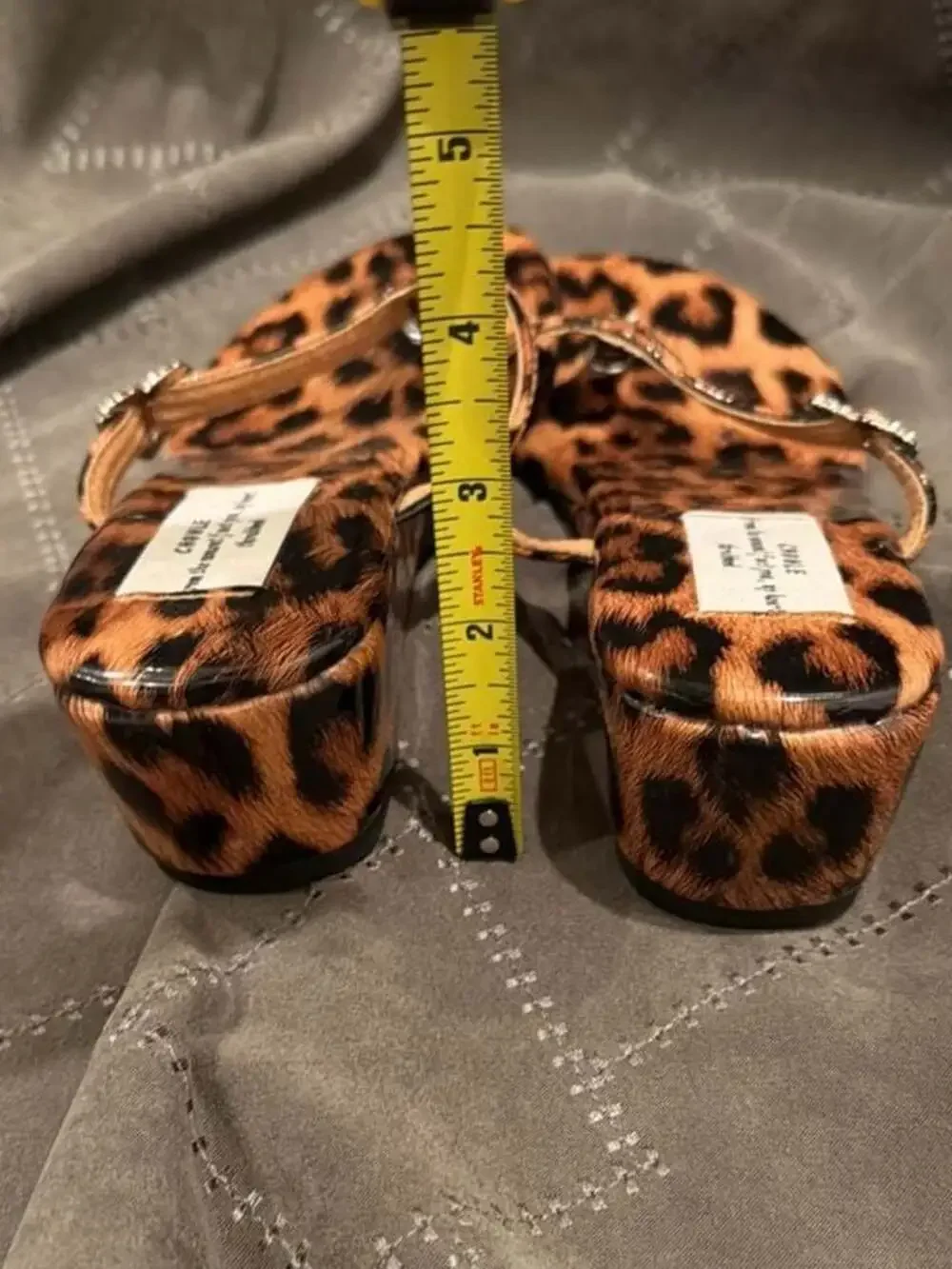 Trivaya Women's Leopard Print Rhinestone Heart Wedge Sandals